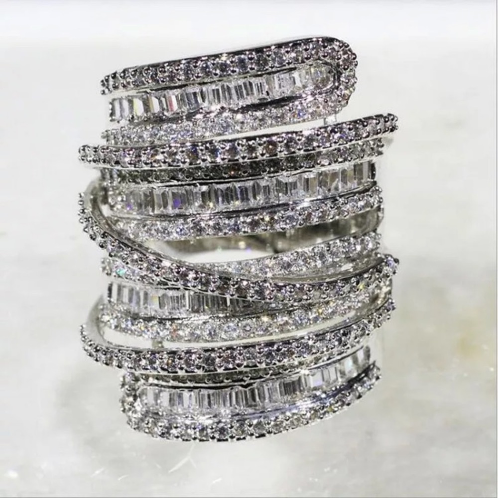 New S925 Sterling Silver Diamond Ring